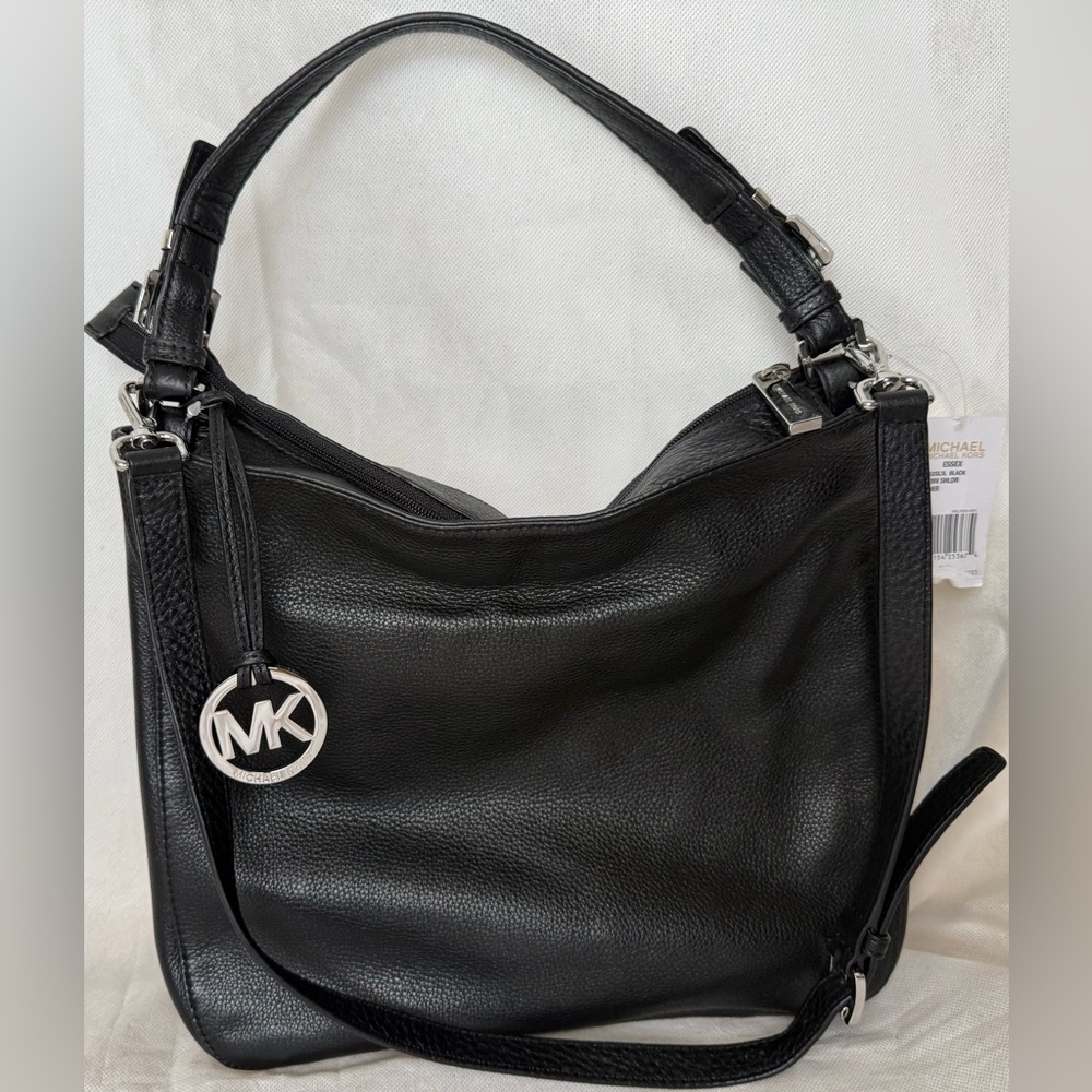 Michael Kors Essex Large Convertible Leather Shoulder Bag Black